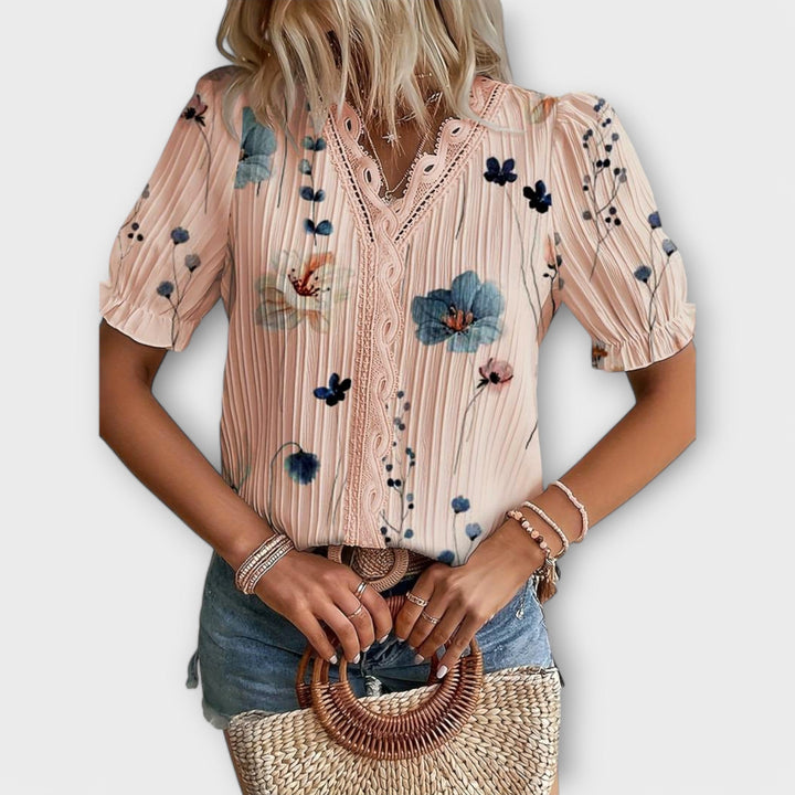 Fashionable Blouse with Pointed Neckline